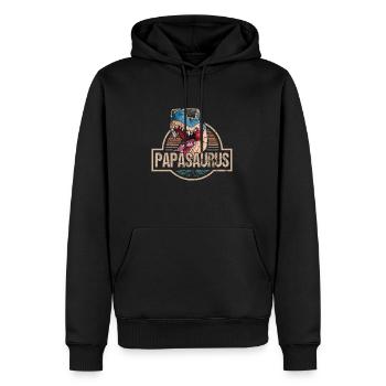 Papasaurus Rex Retro Dinosaurier Papa Rex Vatertag - Männer Premium Bio Hoodie - Schwarz - Vorne - Nico (187cm)
