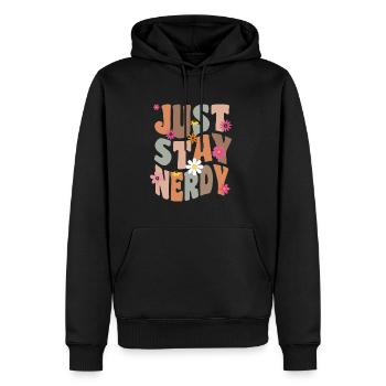 Restez nerdy - Sweat à capuche Premium bio Homme - noir - Devant - Nico (187cm)