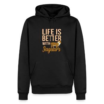 Jaguar - Männer Premium Bio Hoodie - Schwarz - Vorne - Nico (187cm)