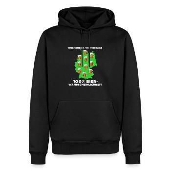 Wochenend Vorhersage 100 Prozent Bier Wahrscheinli - Männer Premium Bio Hoodie - Schwarz - Vorne - Nico (187cm)