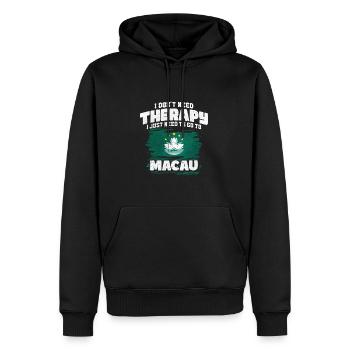 Macau - Männer Premium Bio Hoodie - Schwarz - Vorne - Nico (187cm)