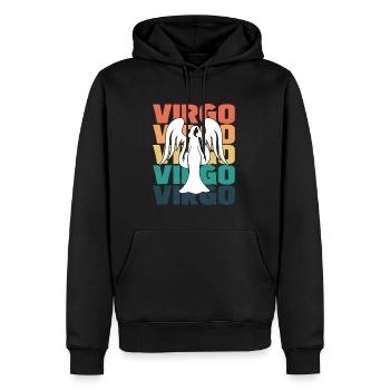Anniversaire du Zodiaque Vierge - Sweat à capuche Premium bio Homme - noir - Devant - Nico (187cm)