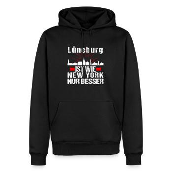 Lüneburg Ist Wie New York Nur Besser - Männer Premium Bio Hoodie - Schwarz - Vorne - Nico (187cm)