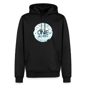 LOGO ONE&GAIN BLEU PAPILLON - Sweat à capuche Premium bio Homme - noir - Devant - Nico (187cm)