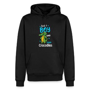 Nur Ein Junge, Der Krokodile Liebt - Männer Premium Bio Hoodie - Schwarz - Vorne - Nico (187cm)