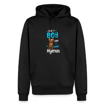 Juste un garçon qui aime les hyènes - Sweat à capuche Premium bio Homme - noir - Devant - Nico (187cm)