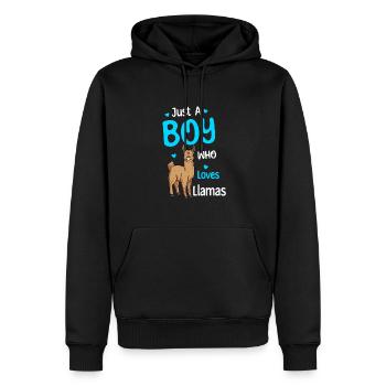 Nur Ein Junge, Der Lamas Liebt - Männer Premium Bio Hoodie - Schwarz - Vorne - Nico (187cm)