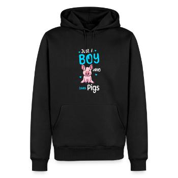 Nur Ein Junge, Der Schweine Liebt - Männer Premium Bio Hoodie - Schwarz - Vorne - Nico (187cm)