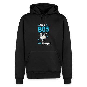 Nur Ein Junge, Der Schafe Liebt - Männer Premium Bio Hoodie - Schwarz - Vorne - Nico (187cm)