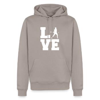 Schleudern Hurling - Männer Premium Bio Hoodie - Taupe - Vorne - Nico (187cm)