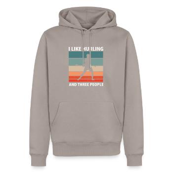 Schleudern Hurling - Men’s Premium Organic Hoodie - taupe - Front - Nico (187cm)