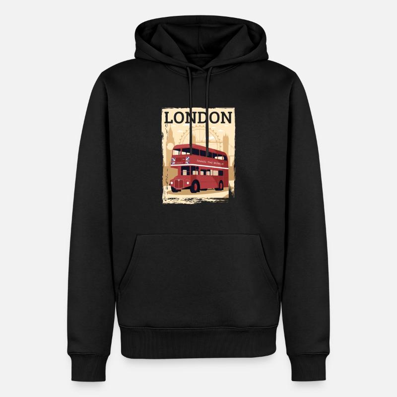 London - Männer Premium Bio Hoodie - Schwarz