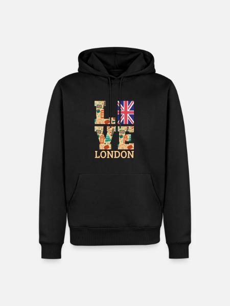 London - Men’s Premium Organic Hoodie - black