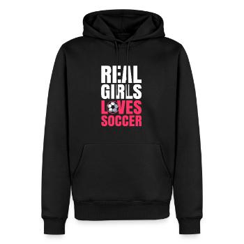 Football féminin - Sweat à capuche Premium bio Homme - noir - Devant - Nico (187cm)