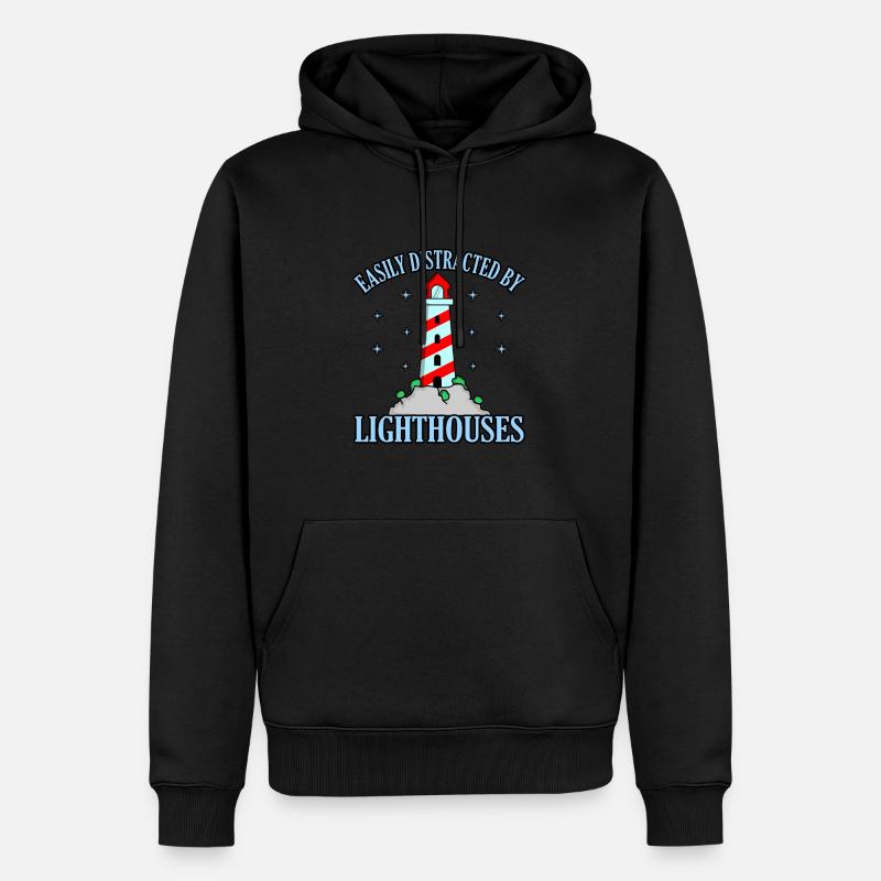 Leuchtturm - Männer Premium Bio Hoodie - Schwarz
