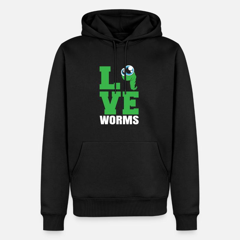 Cadeau vers de compost - Sweat à capuche Premium bio Homme - noir