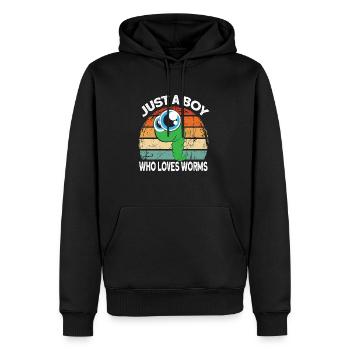 Compost Worms Gift - Men’s Premium Organic Hoodie - black - Front - Nico (187cm)