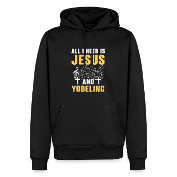 Jodeln - Männer Premium Bio Hoodie - Schwarz - Vorne - Nico (187cm)