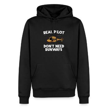 Les vrais pilotes n’ont pas besoin de pistes - Sweat à capuche Premium bio Homme - noir - Devant - Nico (187cm)