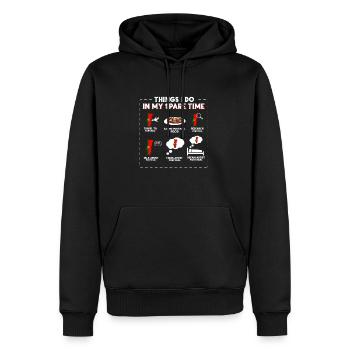 Dinge, die ich in meiner Freizeit mache Portugal - Männer Premium Bio Hoodie - Schwarz - Vorne - Nico (187cm)