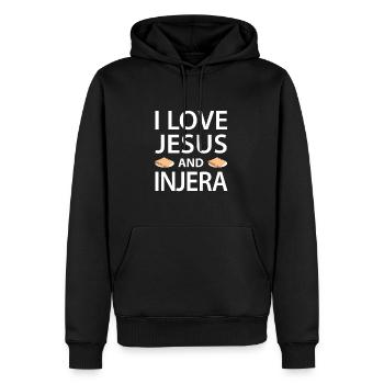 Traditionelles äthiopisch-eritreisches Brot - Männer Premium Bio Hoodie - Schwarz - Vorne - Nico (187cm)