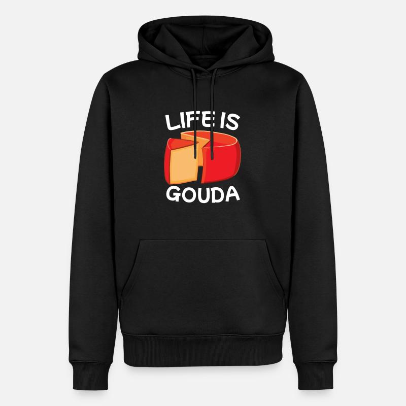 Morceau de fromage Gouda - Sweat à capuche Premium bio Homme - noir