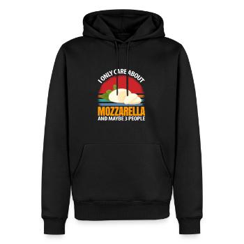 Ich interessiere mich nur für Mozzarella und viell - Männer Premium Bio Hoodie - Schwarz - Vorne - Nico (187cm)