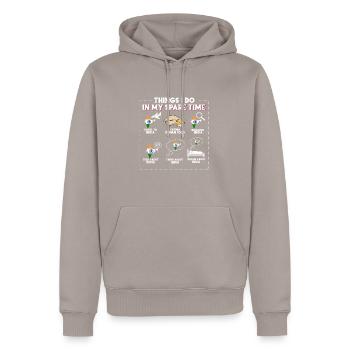 Indien - Männer Premium Bio Hoodie - Taupe - Vorne - Nico (187cm)
