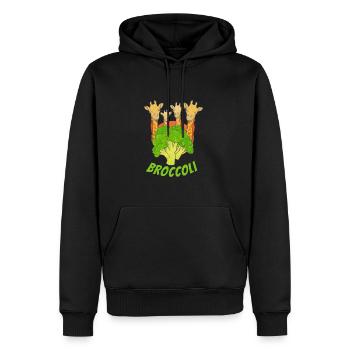 Girafes au brocoli - Sweat à capuche Premium bio Homme - noir - Devant - Nico (187cm)