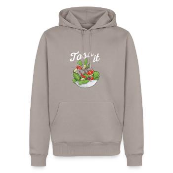Salade - Sweat à capuche Premium bio Homme - taupe - Devant - Nico (187cm)