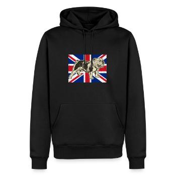 Englische Bulldogge Union Jack Flagge - Männer Premium Bio Hoodie - Schwarz - Vorne - Nico (187cm)