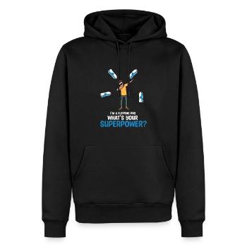 Bouteille d’eau Retournant la bouteille - Sweat à capuche Premium bio Homme - noir - Devant - Nico (187cm)