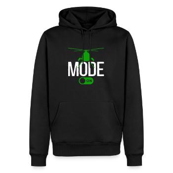 Mode hélicoptère activé - Sweat à capuche Premium bio Homme - noir - Devant - Nico (187cm)