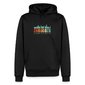 Saragosse Espagne Skyline - Sweat à capuche Premium bio Homme - noir - Devant - Nico (187cm)