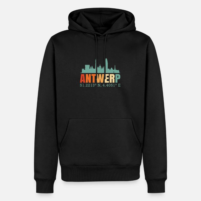 Skyline d’Anvers Pays-Bas - Sweat à capuche Premium bio Homme - noir