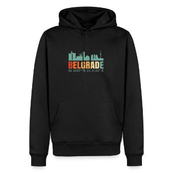 Belgrade Serbie Skyline - Sweat à capuche Premium bio Homme - noir - Devant - Nico (187cm)