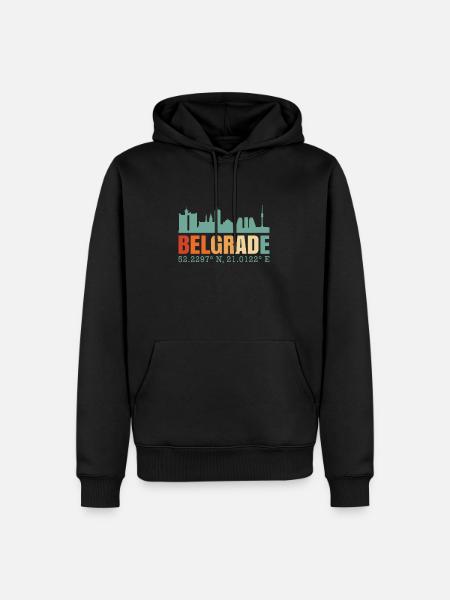 Belgrade Serbie Skyline - Sweat à capuche Premium bio Homme - noir