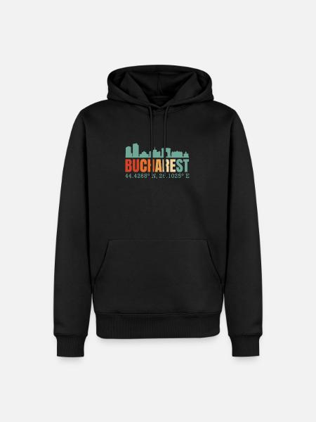 Bucharest Bucharest Romania Skyline - Men’s Premium Organic Hoodie - black