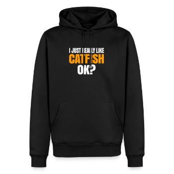 Cadeau de pêche au poisson-chat - Sweat à capuche Premium bio Homme - noir - Devant - Nico (187cm)