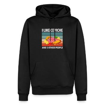 Ich mag Ceviche und 3 andere Leute - Männer Premium Bio Hoodie - Schwarz - Vorne - Nico (187cm)