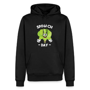 Spinat - Männer Premium Bio Hoodie - Schwarz - Vorne - Nico (187cm)