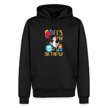 5e anniversaire - Sweat à capuche Premium bio Homme - noir - Devant - Nico (187cm)