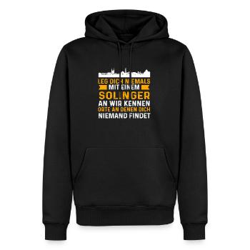 Leg Dich Niemals Mit Einem Solinger An Wir Kennen - Männer Premium Bio Hoodie - Schwarz - Vorne - Nico (187cm)
