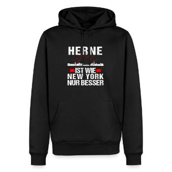 Herne Ist Wie New York Nur Besser - Männer Premium Bio Hoodie - Schwarz - Vorne - Nico (187cm)