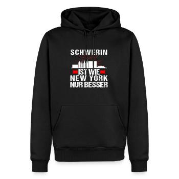 Schwerin Ist Wie New York Nur Besser - Männer Premium Bio Hoodie - Schwarz - Vorne - Nico (187cm)