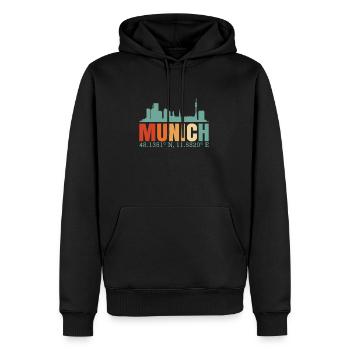 Munich Skyline - Männer Premium Bio Hoodie - Schwarz - Vorne - Nico (187cm)