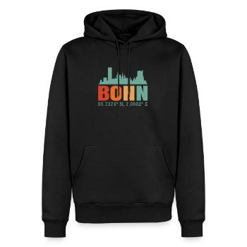 Bonn - Männer Premium Bio Hoodie - Schwarz - Vorne - Nico (187cm)