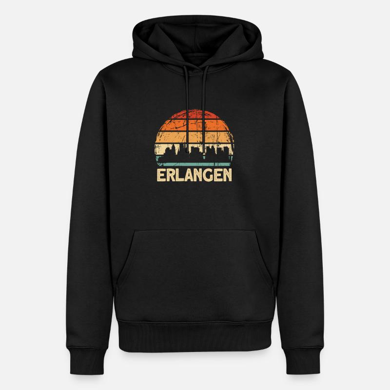 Erlangen - Männer Premium Bio Hoodie - Schwarz