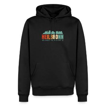 Heilbronn - Männer Premium Bio Hoodie - Schwarz - Vorne - Nico (187cm)