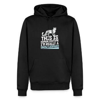 Schneeleopard - Männer Premium Bio Hoodie - Schwarz - Vorne - Nico (187cm)